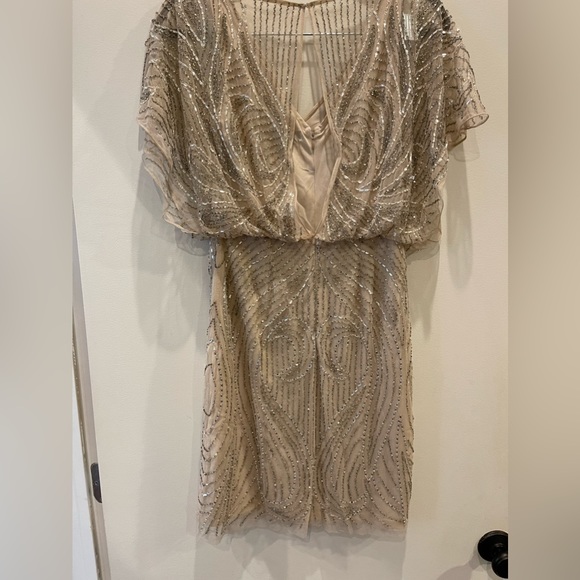 Aidan Mattox tan cocktail beaded dress - Picture 4 of 6